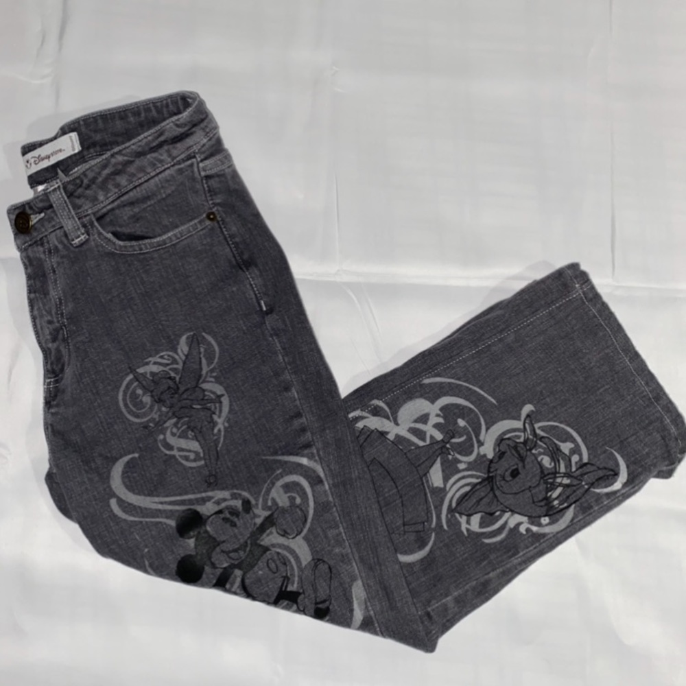 Disney Store Dark Gray Capri Jeans w/ Mickey & Minnie Mouse, Tinker-bell & More